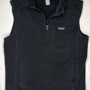 Patagonia Vest Men Large Black Zip Up Outdoor Hike Fleece Warm Vest